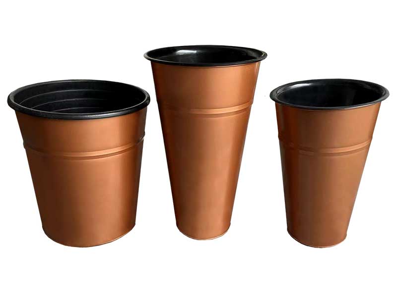 Copper Plated Floral Buckets with Plastic Insert [CO-BUCKET]
