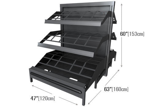 3 Shelf Metal Display with Storage [3SWS]