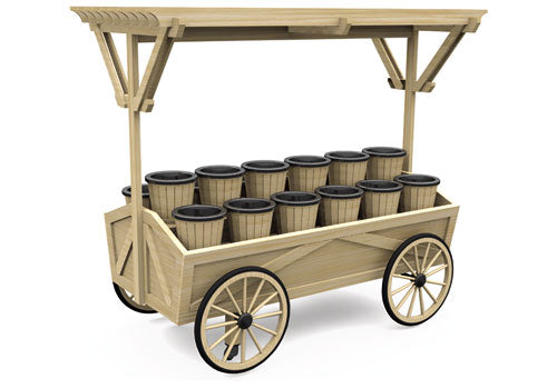 Wagon Style Display Cart - Wood Canopy [DC120W]