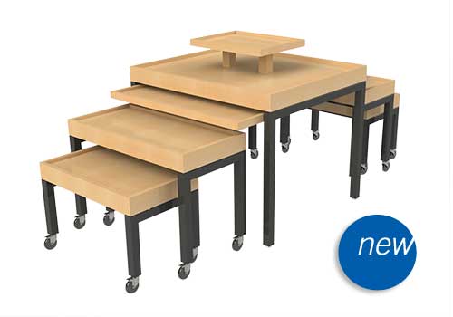 Contemporary Tables with Metal Legs and Casters [WF6102]