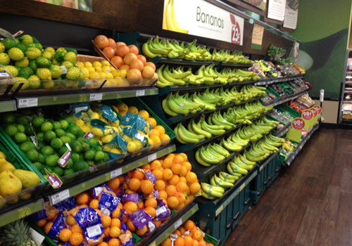 produce banana tables 	banana display rack