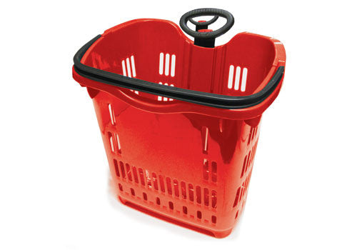 Rolling Plastic Shopping Basket [RSPB-RED]