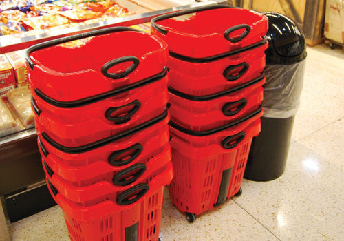 Rolling Plastic Shopping Basket [RSPB-RED]